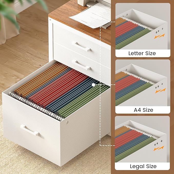 SEDETA Electric Standing Desk with 3 Fabric Drawers, 61" Height Adjustable Office Executive Desk with Storage Drawers, Stand up Computer Desk with Power Outlet for Home Office, White and Brown