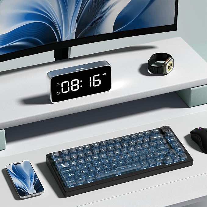 dagaladoo Clear keycaps,Transparent Keyboard keycaps,Jelly Key caps Set,Shine Through keycap，MDA Profile Keyboard caps for Mx Switches Mechanical Keyboard(Haze Blue)