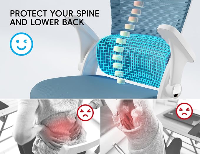 TRALT Office Chair - Ergonomic Office Chair with Back Support, Home Office Desk Chairs, 330lbs Wide Seat Big and Tall Office Chairs, Comfy Desk Chair for Work, Study, Office, Gaming (Blue)