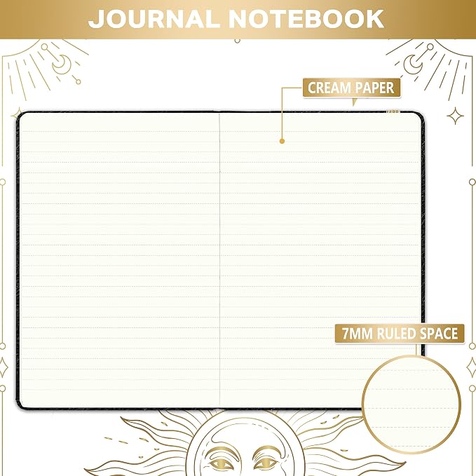 Artfan Ruled Notebook/Journal – Premium Thick Paper Classic Writing Notebook with Pocket + Page Dividers Gifts, Banded, Large, 128 Pages, Hard Cover, Lined (5.3" x 8.26") - Black