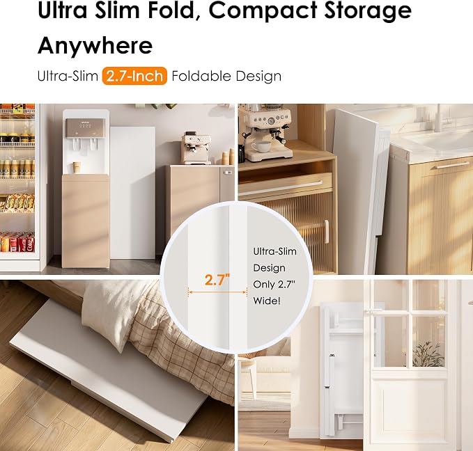 Need 35.8 Inch Folding Desk for Small Spaces, Home Office Computer Desk with Wood Top & Black Frame, Foldable Writing Table for Study, Bedroom, Dorm Room & Student, White