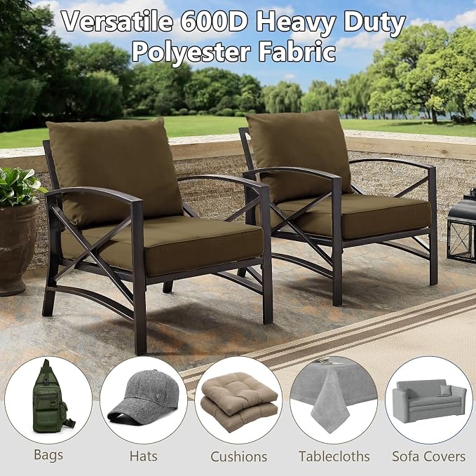 Waterproof Canvas Fabric by The Yard, 58inch 600D Upholstery Fabric Polyester Material Outdoor Water Resistant Material for Sewing Chair Patio Cushion Bag Seat Repair, 5 Yard Yellow Brown