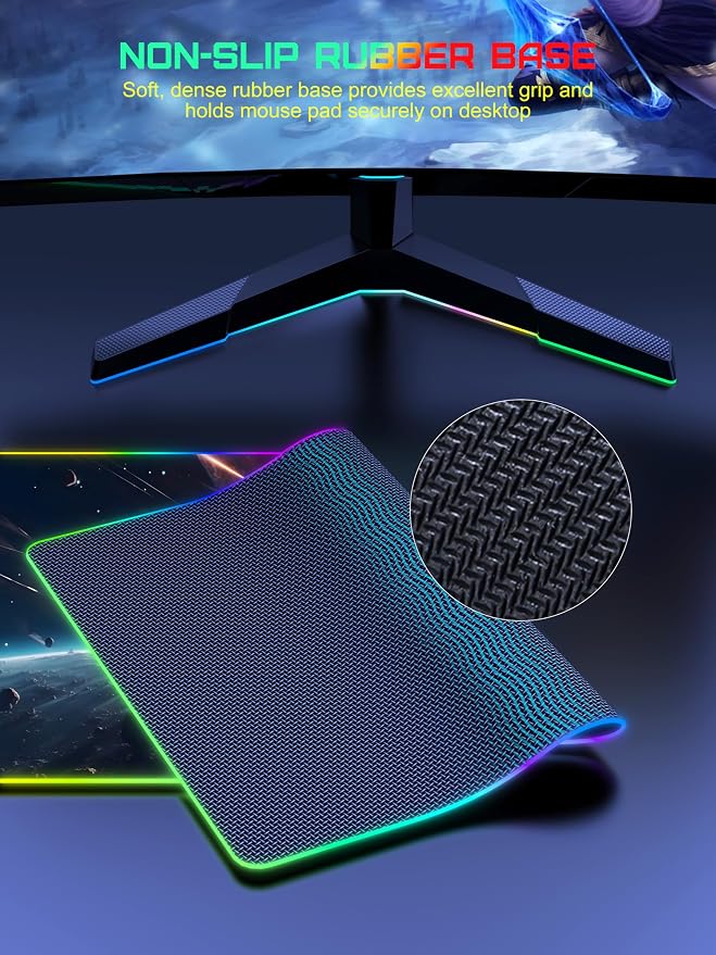 TopMade Wireless Charging Mouse Pad, RGB Gaming Mousepad Home Office Desk Pad, 31.5” x 15.8” Large Desk Mat, Waterproof Keyboard Pad, Cosmic Planet (Includes 20W PD Power Adapter & 6.56ft Woven Cable)