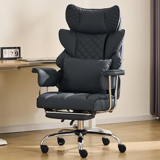 DYHOME 500 Lbs Kneading Massage Office Chair with Foot Rest Reclining Black | Ergonomic Computer Chair, High Back Thick Cushion, Big & Tall, Comfy Leather, Heavy Duty Home Executive