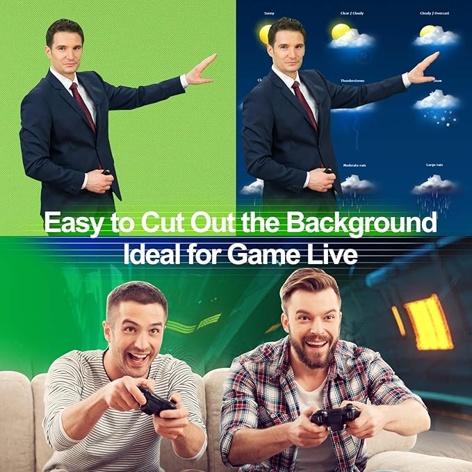 EMART 77x92in Collapsible Chromakey Panel Green Screen for Photo Backdrop Video Studio,Portable Pull Up,Solid Aluminium Base Wrinkle-Resistant Fabric,Auto-Locking Air Cushion Frame