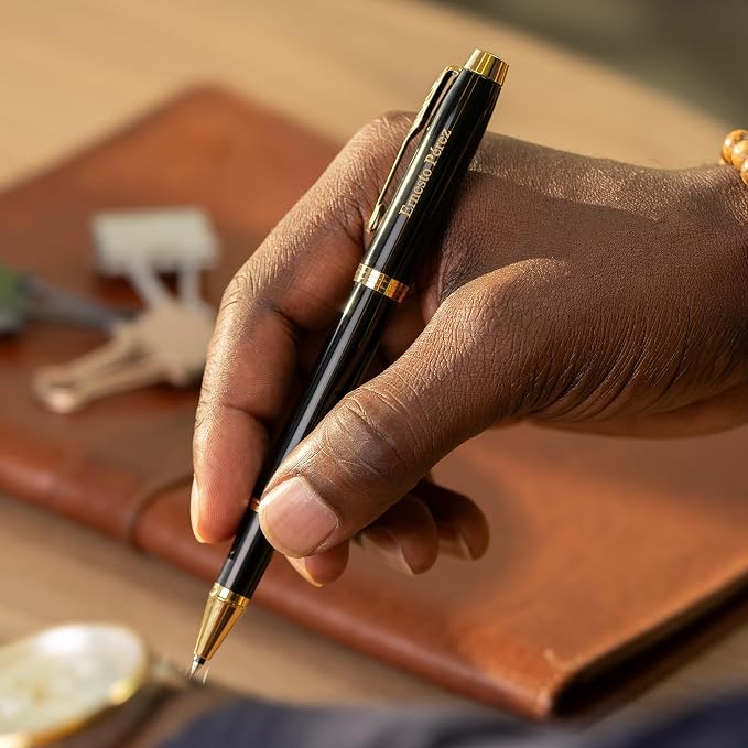 Parker IM Engraved Capped Rollerball Pen, Black Lacquer with Gold Trim, Personalized Gift for Executives, Graduation, Retirement, Career Advancement, Bar Passage, Parker Gift Box Included