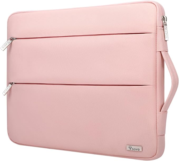 Voova 15.6 16 Inch Laptop Sleeve Case Compatible with MacBook Pro 16 M1/M2/M3/M4 Max 2019-2025, 15.6-16” Hp Lenovo Acer Asus, Waterproof Slim Computer Bag Cover with Handle, Pink