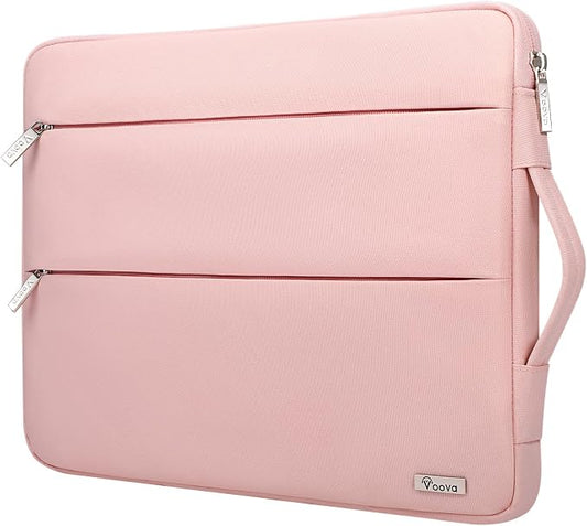 Voova 15.6 16 Inch Laptop Sleeve Case Compatible with MacBook Pro 16 M1/M2/M3/M4 Max 2019-2025, 15.6-16” Hp Lenovo Acer Asus, Waterproof Slim Computer Bag Cover with Handle, Pink