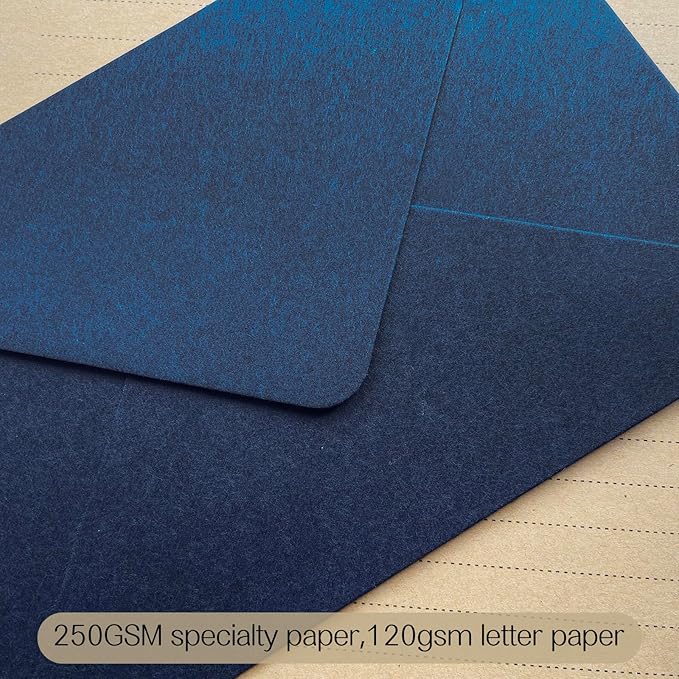 Tuhangcc Premium Velvet-Touch Stationery Set with Unique Design Colors - Best Paper and Elegant 4x6 Envelopes (24 Writing Sheets + 12 Envelopes) for Love Letters and Party Invitations(Blue)
