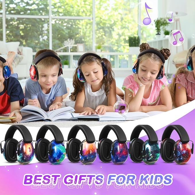 Amylove 12 Pcs Kids Ear Protection Noise Cancelling Headphones Ear Muffs Bulk 27db Adult Noise Reduction Hearing Earmuff(Universal Fit (kids & Adults),Starry Sky Style)