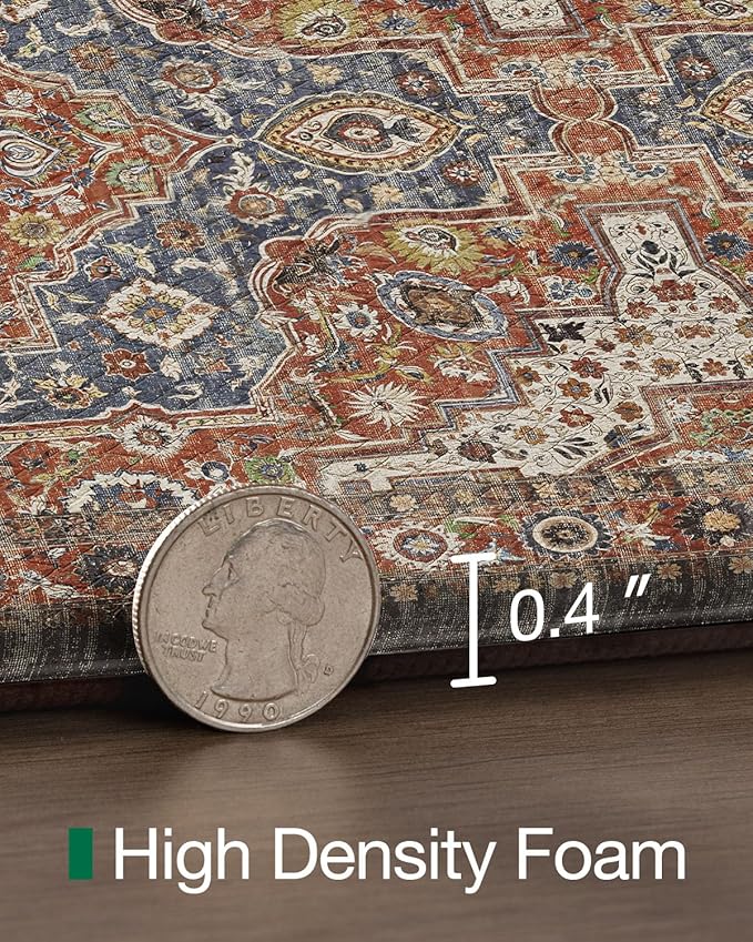 LUMI Anti Fatigue Kitchen Mat, Waterproof & Stain-Resistant Cushioned Standing Mat, Non-Slip Comfort Rug for Kitchen, Sink, Laundry, Home Office, 17" x 59", Blue Orange