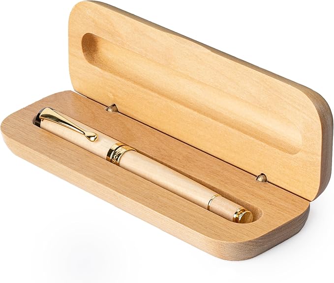 Wordsworth and Black Rollerball Pen-Stunning Luxury Pen Bamboo Maplewood Gold Finish, Refillable, Best Roller Ball Gift Set Pen for Men & Women, Ink Refill, Point Office Pens for Writing