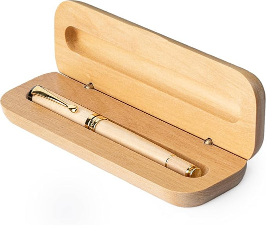 Wordsworth and Black Rollerball Pen-Stunning Luxury Pen Bamboo Maplewood Gold Finish, Refillable, Best Roller Ball Gift Set Pen for Men & Women, Ink Refill, Point Office Pens for Writing