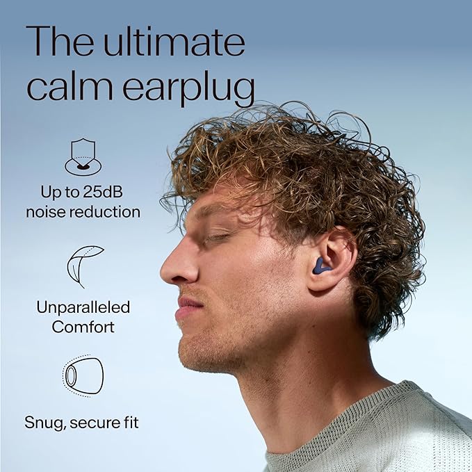 Alpine Silence Earplugs for Sleep, Focus & Travel - V-Shape Fit & Soft Oval Tips – 4 Sizes XS/S/M/L - Comfortable, Reusable Hearing Protection - up to 25dB – Midnight Blue