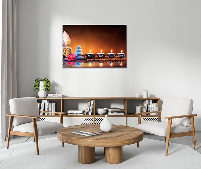 Lotus Flower Wall Art Inspirational Canvas Prints Yoga Quotes Poster Positive Relax Prints Pictures for Zen Office Wall Decor Framed Artwork Ready to Hang (12.00" x 16.00")