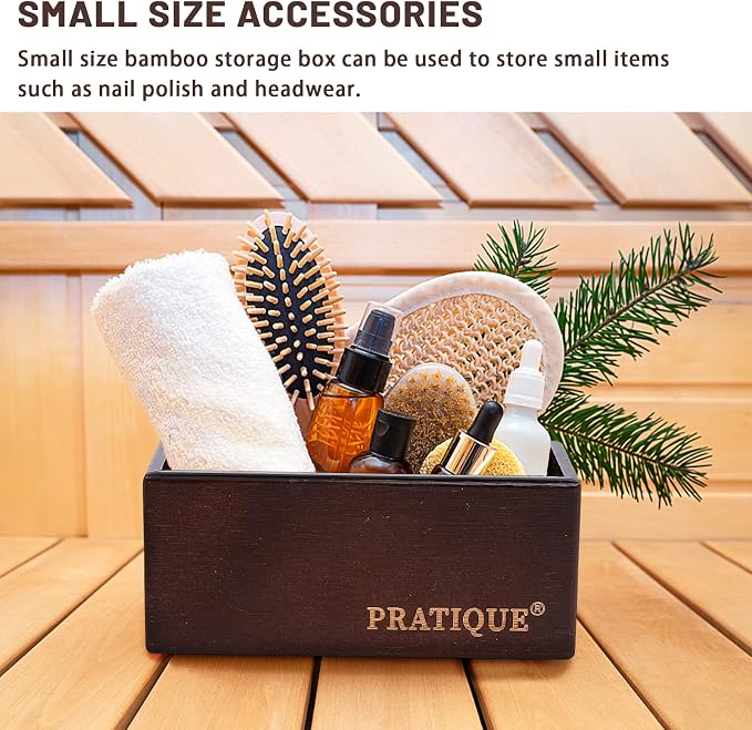 PRATIQUE Bamboo Drawer Organizer - Kitchen Utensil Organizer Silverware Tray Cutlery Holder，Office Desk Supplies and Accessories,15 * 5.9 * 2.6,Nut-brown