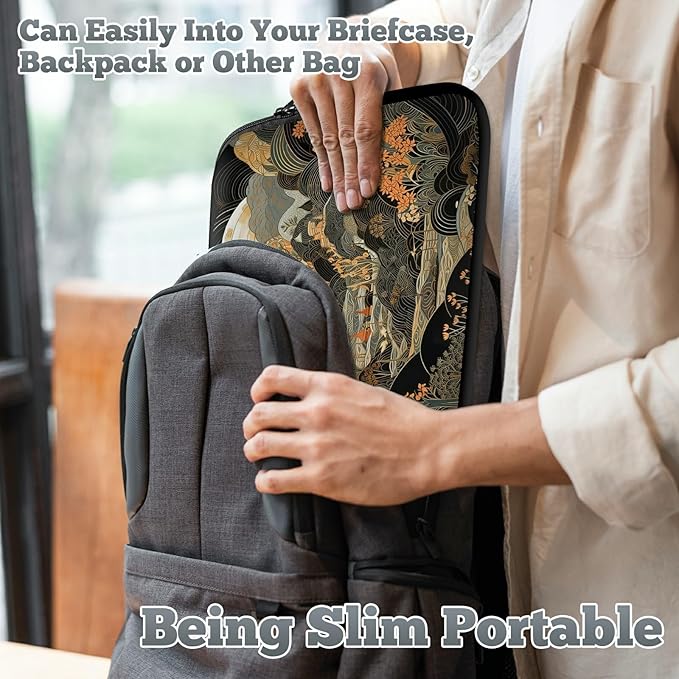 Laptop Sleeve Case Bag 15 inch, Japanese Abstract Art Slim Carrying Case Durable Handbag Travel Laptop Bag for 15 inch MacBook Air M3/M2/15 Pro/Surface Laptop 7/6/5/4/3/ Dell XPS 15 Plus