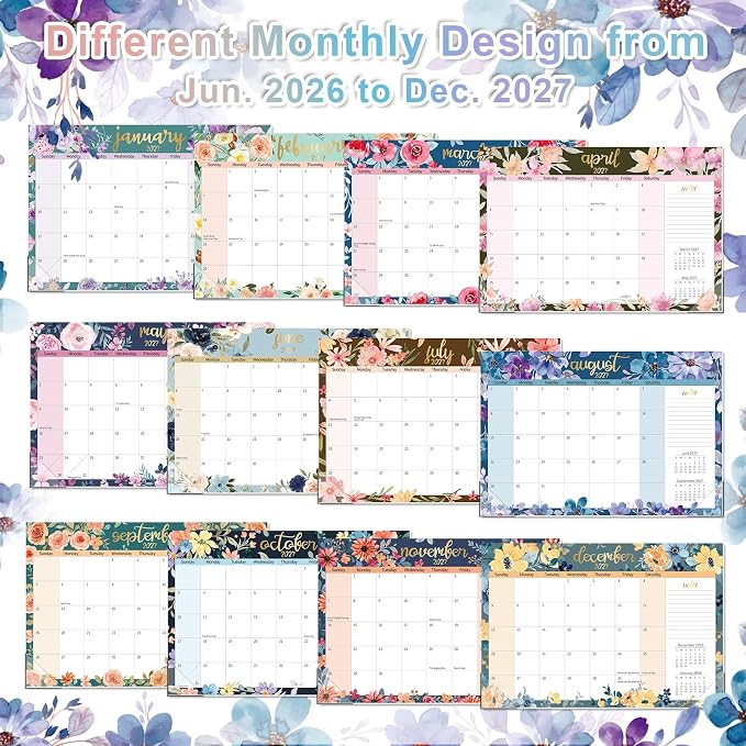 Guasslee Desk Calendar 2026, Large Desk Top Calendar 2026, 19-Month Academic Wall Calendar From Jun. 2026 to Dec. 2027 With To-Do List, Notes For School Year Office Home Teacher Planning, 17" x 11.5"