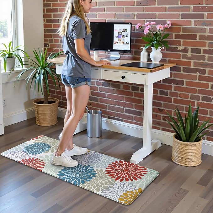 MAYHMYO Kitchen Mats for Floor - Kitchen Anti Fatigue Mat Set of 2 - Non Slip Cushioned Rugs for Standing