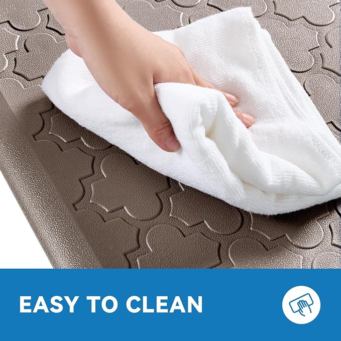 Kitchen Mat Cushioned Anti Fatigue for Floor, Non-Slip Waterproof Comfort Rug for Kitchen Sink, Standing Desk & Laundry, 17.3"x39", Khaki