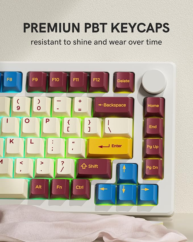 Cherry Profile PBT Keycaps 135 Keys Japanese Koi Shrine Theme, Dye-Sublimation Keycap Set for MX Switch Mechanical Keyboard, Fits 60% 65% 75% 80% 100% US Layout