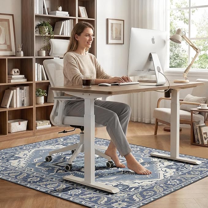 36" x 48" Office Chair Mat for Hardwood & Tile Floors, Desk Chair Mat Under Desk Floor Protector for Rolling Computer Chairs, Non-Slip Low Pile Area Rug for Home Office(Blue)