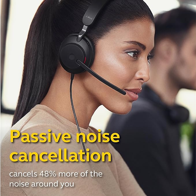 Jabra Evolve2 40 UC Wired Headphones, USB-A, Mono, Black – Telework Headset for Calls and Music, Enhanced All-Day Comfort, Passive Noise Cancelling Headphones, UC-Optimized with USB-A Connection