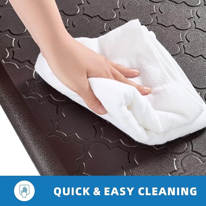 Kitchen Mats for Floor 2 Piece - Anti Fatigue Mats for Kitchen Floor - Non Slip Cushioned Rugs for Standing, Office, Sink, Laundry, Chocolate