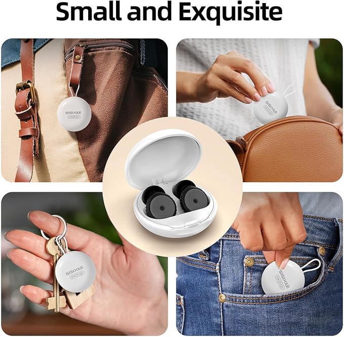 Noise Cancelling Earplugs 2 Pairs for Sleeping, Travel, Office - Soft Silicone Earplugs, 35dB Noise Reduction, Comfortable, Reusable, Multiple Sizes XS/S/M/L for Snoring, Focus & Study - Black & White