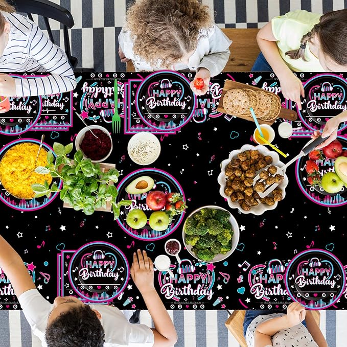 Music Party Supplies Serves 24 Musical Media Party Paper Plates Napkins Music Tablecloth Set Tableware Kit for Kids Birthday Party Baby Shower