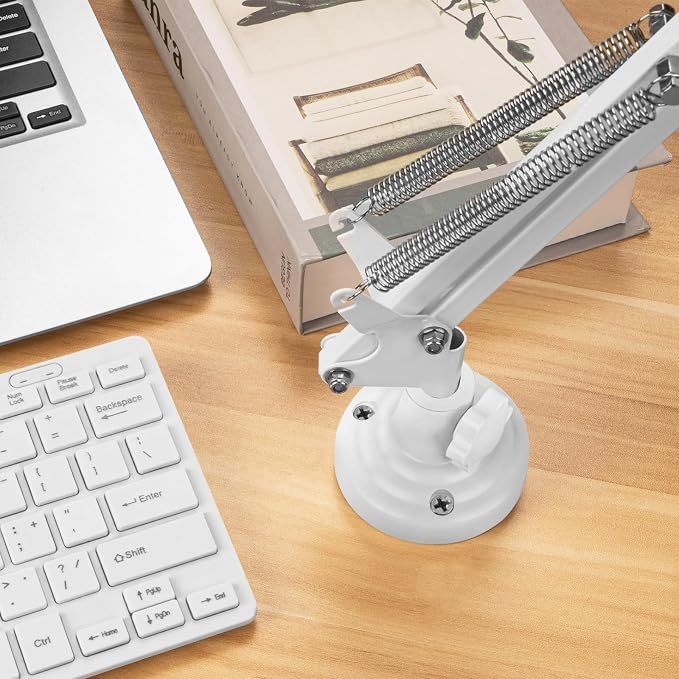 GEEKRIA for Creators Microphone Table Flange Mount Adapter, Metal Table Mount Clamp with Adjustable Interface Aperture Compatible with TONOR T20, Aokeo AK-35, InnoGear Microphone Arm (White)