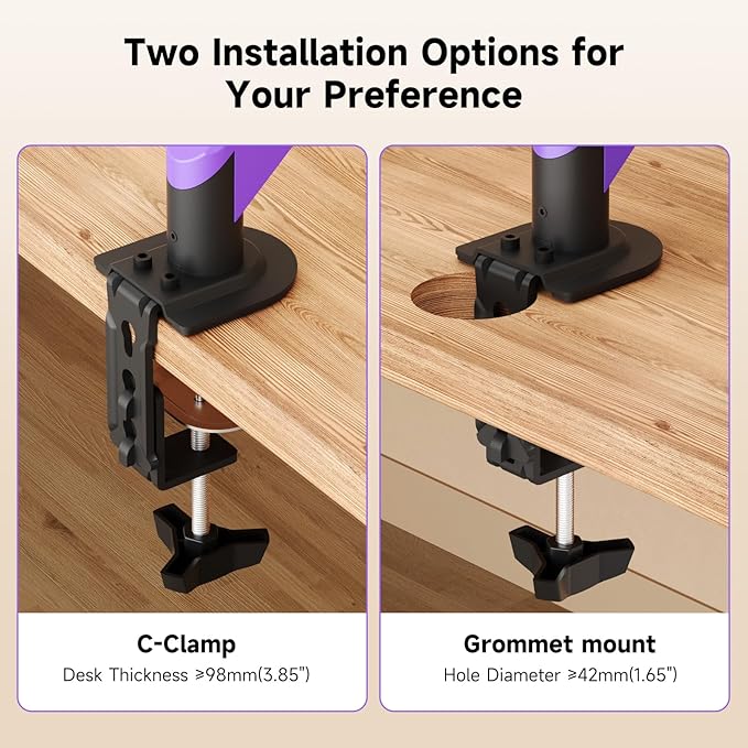Suptek Monitor Mount Gas Spring Monitor Arm Desk Mount Fully Adjustable Fits 17-35 inch Monitors Weight Capacity up to 24.25 lbs