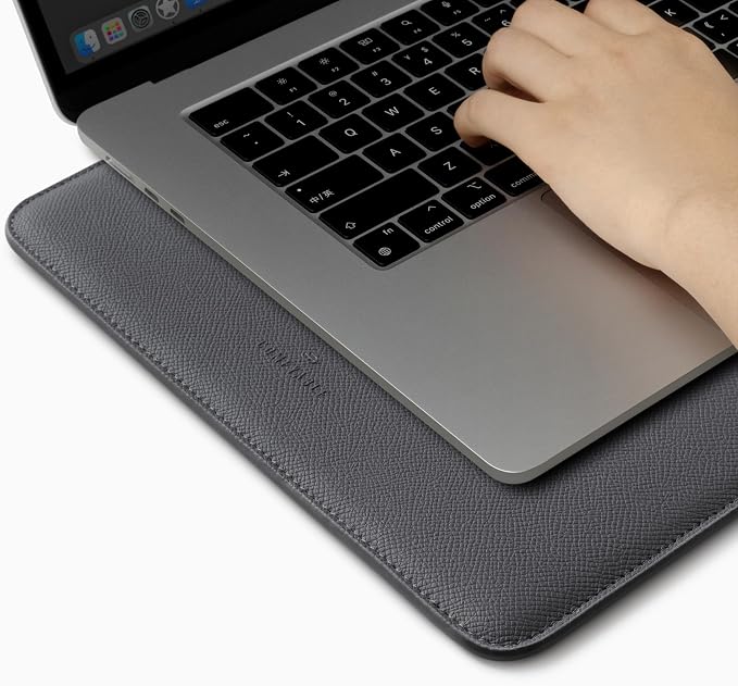 Comfyable Laptop Sleeve 13 Inch Precisely Compatible with MacBook Air M5 2026 & MacBook Pro/Neo A18, Genuine Leather Cover Case, Dark Gray