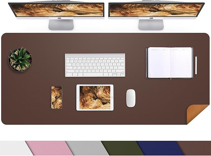 AFIING Cork Desk Mat 47" x 23.6", Dual-Sided Natural Cork & PU Leather Desk Pad, Non-Slip Waterproof Large Mouse Pad for Office, Home & Gaming (Coffee)