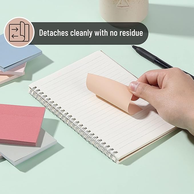Mr. Pen- Sticky Notes, 3"x3", 12 Pads, Vintage Colors, Self-Stick Pads, Aesthetic, Colorful, Bulk, Stocky Notes for Bible Journaling