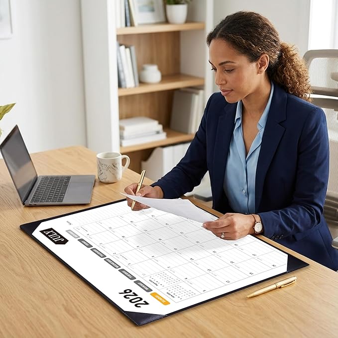 Large Desk Calendar 2026-2027, 22x17 Inch PU Leather Desk Pad Calendar, 18 Months (Jul 2026 - Dec 2027), Big Desktop Blotter for Office, Home & Classroom