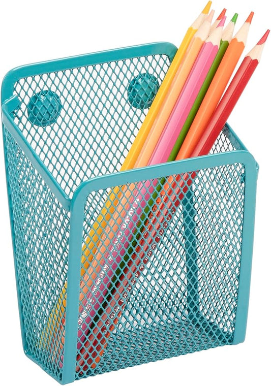 Magnetic Pencil Holder,Mesh Stainless Steel Pen Basket, Metal Writing Utensil Storage Organizer for Whiteboard,Blackboard,Kitchen, Locker, Home, or Office