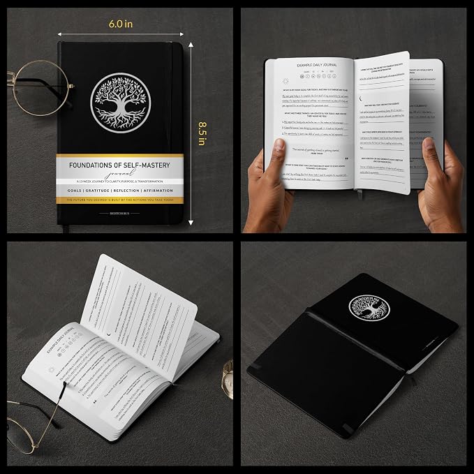 Foundations of Self Mastery Journal – Guided Daily Planner for Men & Women | Goal Setting, Gratitude, Manifestation, Affirmation, Reflection, Mindfulness, Productivity & Personal Growth (Black)