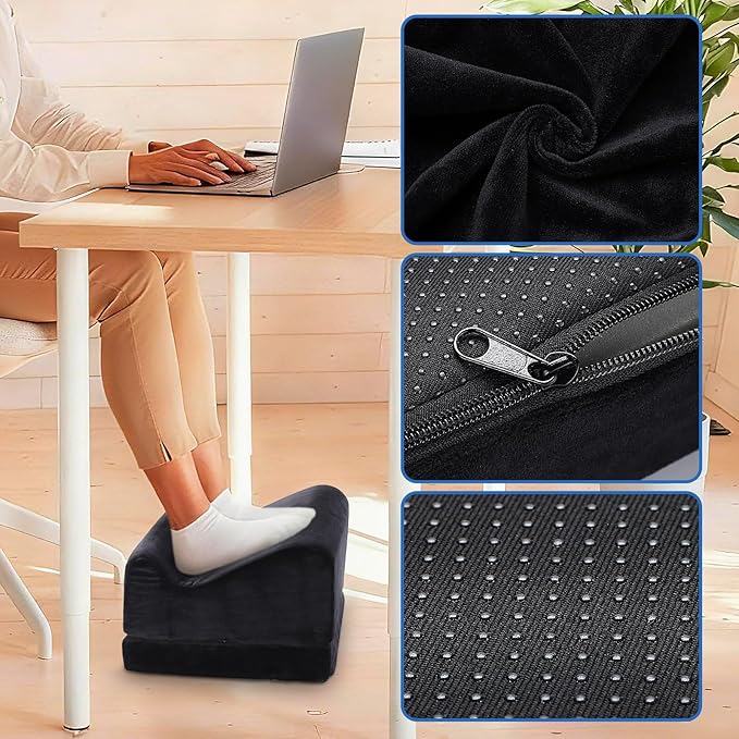 Ergonomic Foot Rest for Under Desk at Work, Multi-Angle Adjustable Height Under Desk Footrest for Office Gaming Chair, High-Density Foam Footstool Leg Elevation Pillow for Back Hip Knee Pain Relief