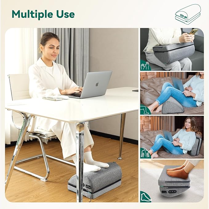 Snailax Heated Foot Rest Under Desk at Work, FSA Eligble Desk Foot Stool with Heat & Vibration Massage, Fathers Day Dad Gifts for Men, Foot Warmer Feet Heater for Office Chair, Gaming Home Use