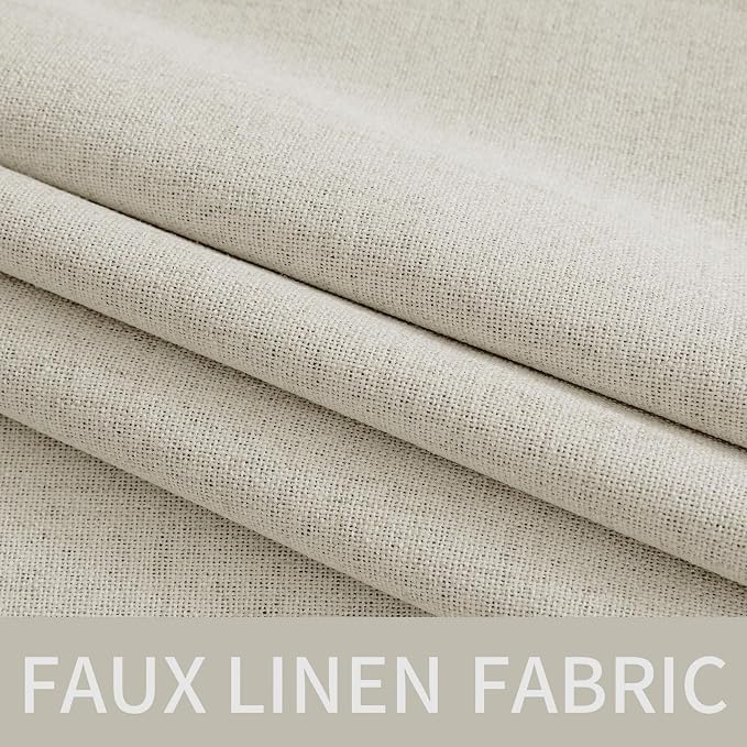 MIULEE Linen Texture Curtains for Bedroom Light Cream 100% Blackout Thermal Insulated Linen Curtains Grommet Room Darkening Drapes for Living Room 52x108 Inch (2 Panels)
