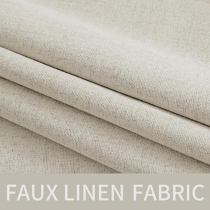 MIULEE Linen Texture Curtains for Bedroom Light Cream 100% Blackout Thermal Insulated Linen Curtains Grommet Room Darkening Draperies for Living Room 52x96 Inch (2 Panels)