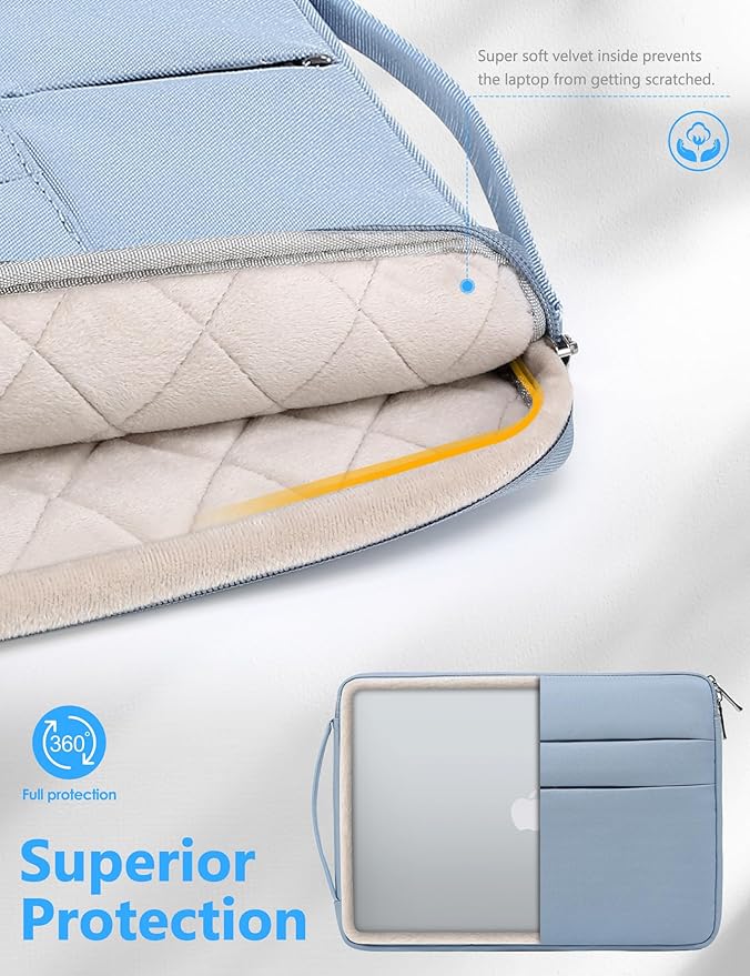 HYZUO 17-17.3 Inch Laptop Sleeve Bag Briefcase for 17" 17.3" HP/Dell/Lenovo/ASUS/LG/MSI Gaming Laptop/Razer Blade 17/18, Men Women NoteBook Protective Case Bag, Pale Blue