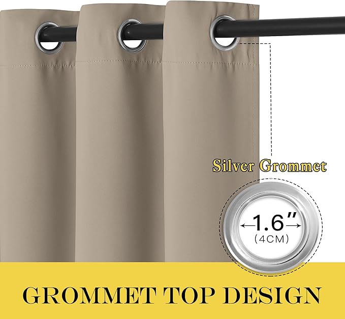 NICETOWN Blackout Curtains 54 Inches Long, Thermal Insulated Room Darkening Curtains for Bedroom, Window Treatment Drapes for Living Room Nursery (W66 x L54 Inch, Taupe, 1 Panel)