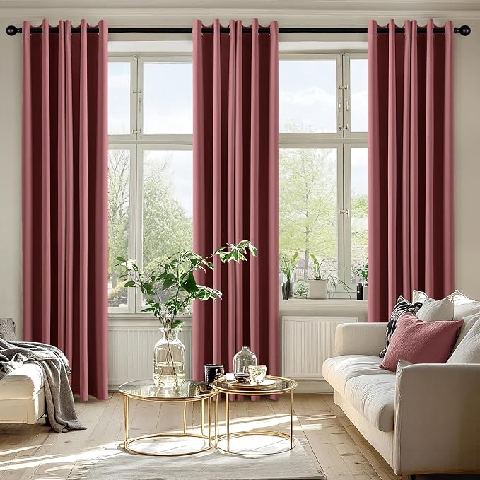 MIULEE Blackout Curtains for Bedroom Living Room 2 Panels, Thermal Insulated Room Darkening Drapes Grommet Noise Reducing Light Blocking Window Treatments 72 Inches Long 40x72 Inch Dusty Rose