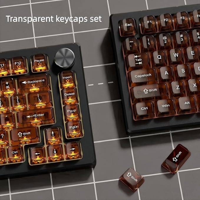 dagaladoo Clear keycaps,Transparent Keyboard keycaps,Jelly Key caps Set,Shine Through keycap，MDA Profile Keyboard caps for Mx Switches Mechanical Keyboard(Brown)