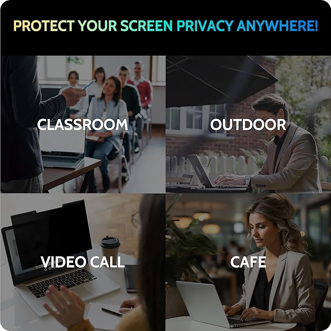 Magnetic Laptop Privacy Screen 14 inch for 16:9 Computer Monitor, 14" Removable Anti Glare Protector Blue Light Filter Shield Compatible with Lenovo Hp Dell Acer Asus Thinkpad Envy Xps