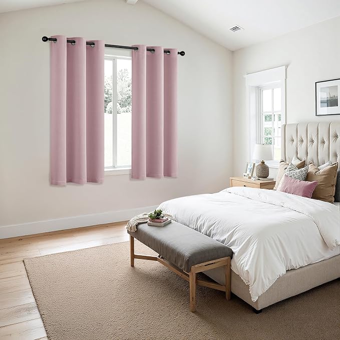 MIULEE Blackout Curtains for Bedroom Living Room 2 Panels, Thermal Insulated Room Darkening Drapes Grommet Noise Reducing Light Blocking Window Treatments 45 Inches Long 40x45 Inch Blush Pink