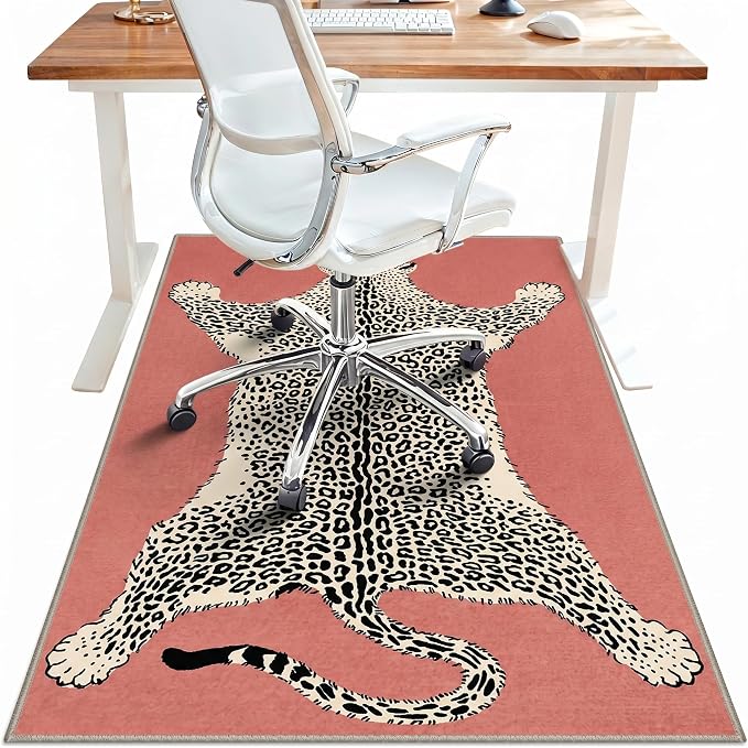 36"x60" Office Chair Mat for Hardwood Tile Floor, Under Desk Carpet Protector for Rolling Computer Chair Mat, Machine Washable Area Rug, Anti-Slip 1/5" Thick Low Pile Thin Vinyl Floor Mat, Multi Ivory