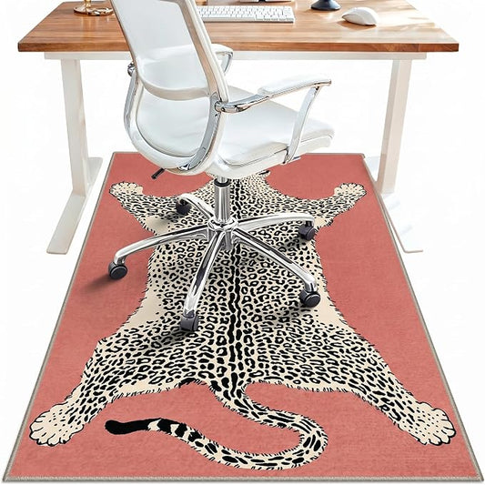 36"x48" Office Chair Mat for Hardwood Tile Floor, Under Desk Carpet Protector for Rolling Computer Chair Mat, Machine Washable Area Rug, Anti-Slip 1/5" Thick Low Pile Thin Vinyl Floor Mat, Multi Ivory